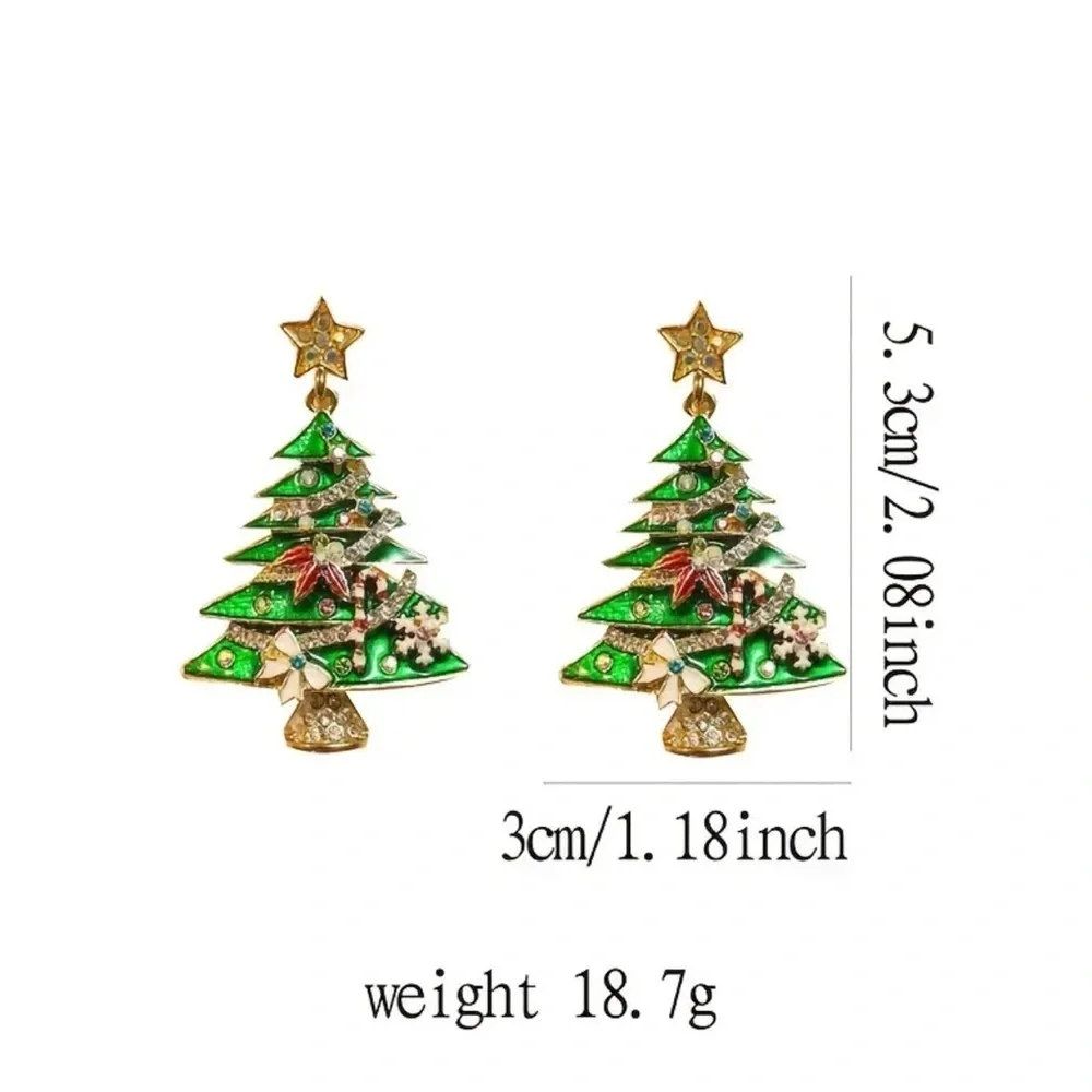 Sparkly Christmas Tree Earrings. Holiday Festive Jewelry Gift for Her 🎁